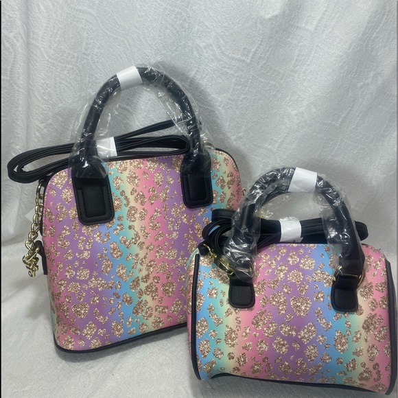 Betsey Johnson Luv Crossbody Purse Womans hand Bag kitty cat rainbow set BNWT - Picture 3 of 11